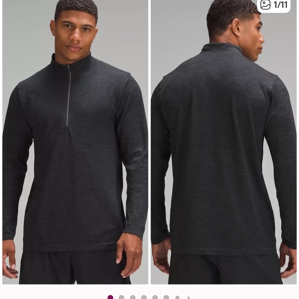 Lululemon Mens L Metal Vent Tech Midweight Half Zip Graphite/Black Athletic